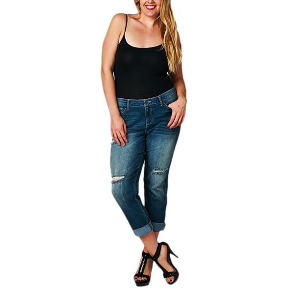 Plus Size Distressed Denim Jeans